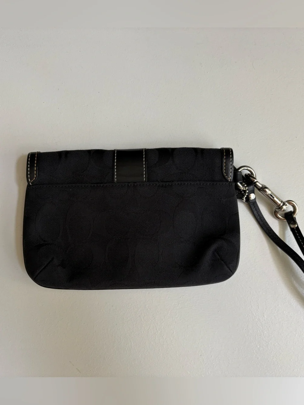 Coach signature jacquard wristlet